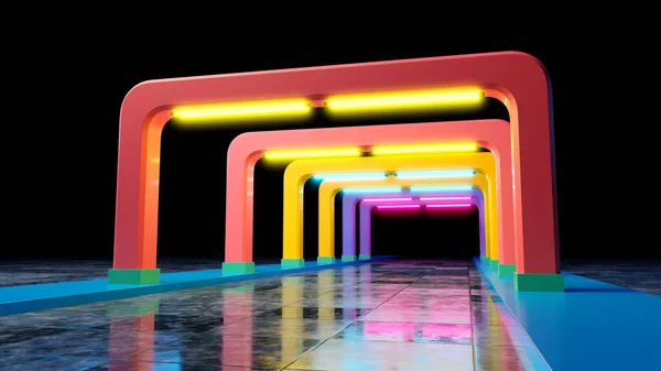 Neon arched corridor — Stock Photo, Image