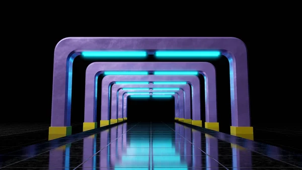 neon arched corridor