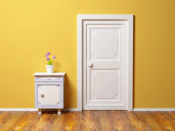 Mesa de cabeceira com flor — Fotografia de Stock