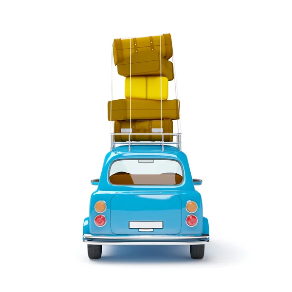 Small retro travel car back — Stock Photo, Image