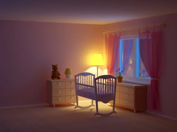 Babyzimmer Wiege Nacht — Stockfoto