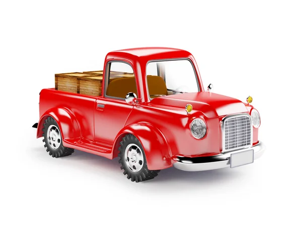 Red old truck loaded — 图库照片