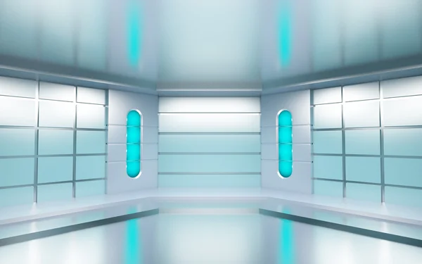 Futuristic room with metallic walls — Stock Photo, Image