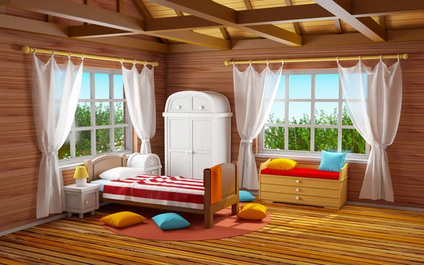 Fantasie-Holzschlafzimmer — Stockfoto