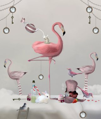 Flamingo çay partisi Ziyafet