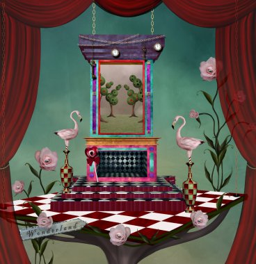 Malzeme tarafından Alice Harikalar peri masalında ilham ile gerçeküstü sahne