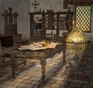 Eski bir odada astronom vintage aletleri