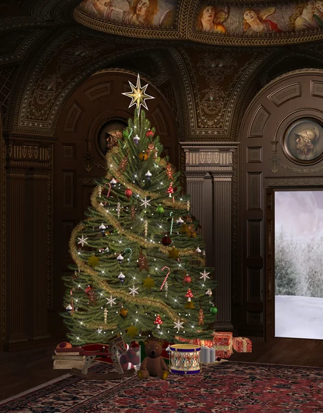 Vánoční čas v elegantní staré místnosti — Stock fotografie