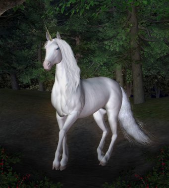 Unicorn in night forest clipart