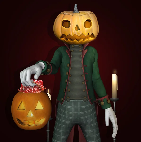 Man with pumpkin head — Stock Photo, Image