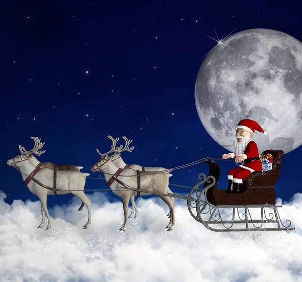 Santa Claus over the clouds — Stock Photo, Image