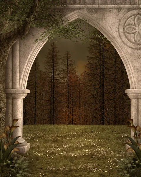 Arco antigo na floresta — Fotografia de Stock