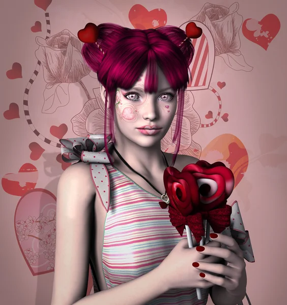 Girl holding Lollipops — Stock Photo, Image