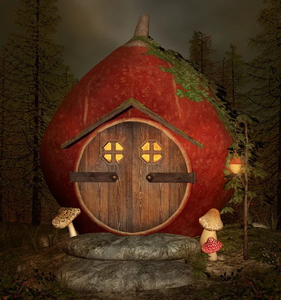 Little elf house by night — Stock Photo, Image