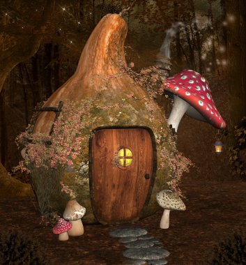 Enchanted pumpkin house clipart