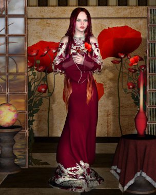 Haşhaş ile sanat modern kız