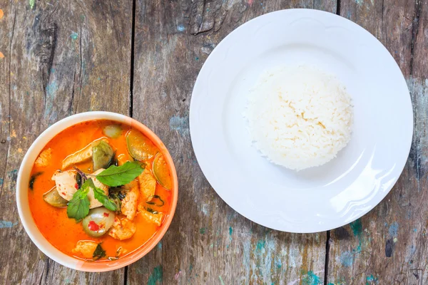 Chicken red curry with rice Royalty Free Stock Images