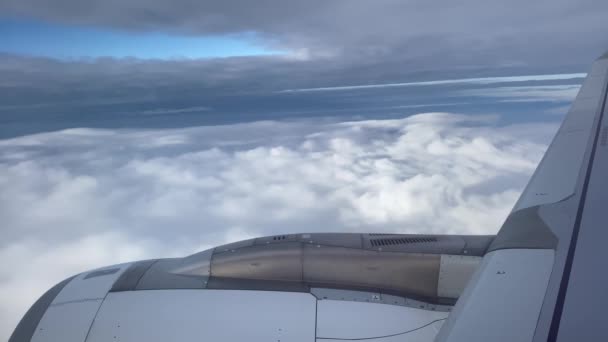 Vue de la fenêtre de l'avion aux nuages — Video