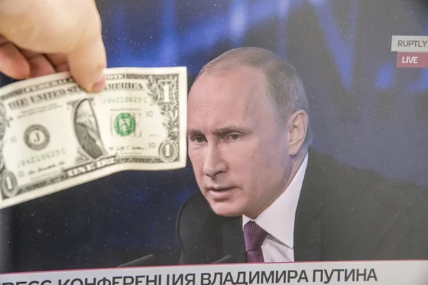 Putin und Geld — Stockfoto