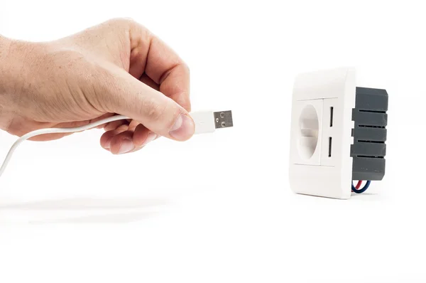 Presa con due porte caricabatterie USB . — Foto Stock