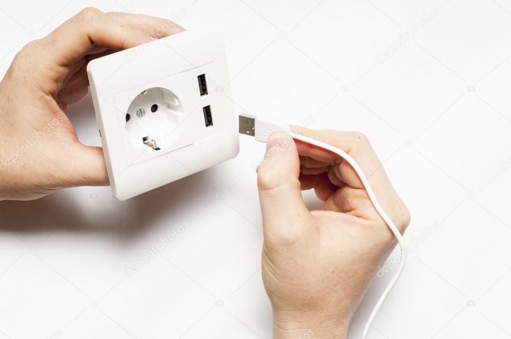Socket with two usb charger ports.