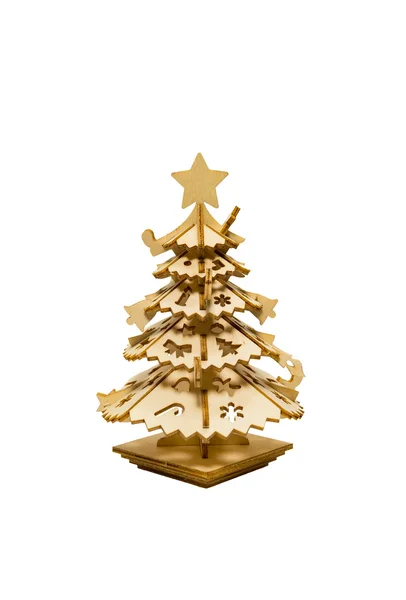 Árbol de Navidad de madera aislado de backgorund blanco — Foto de Stock