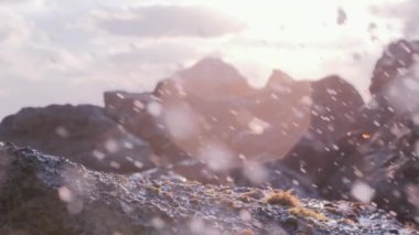 Güzel Günbatımında Deniz Dalgaları Yavaş Hareket Ediyor