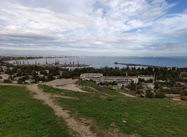 Krim Halbinsel Die Stadt Feodosia Blick Vom Mitrtdat Auf Die — Stockfoto