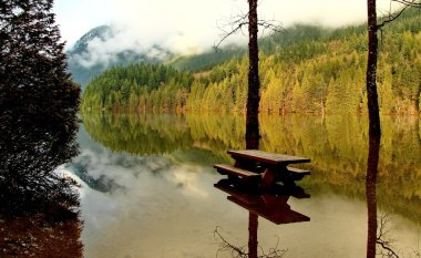 buntzen gölde sel sonbahar