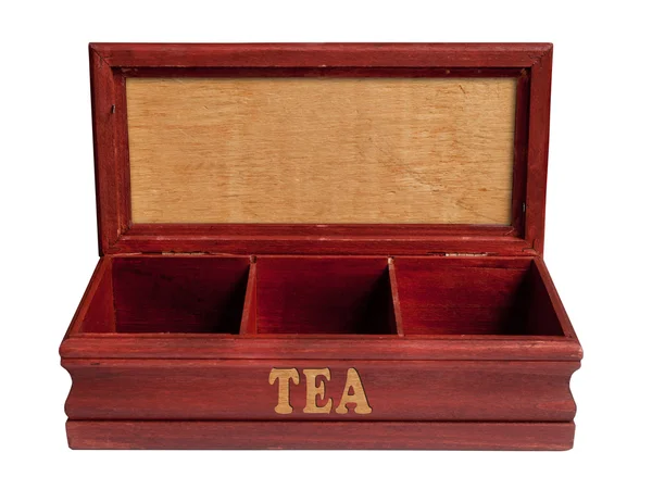 Wooden Tea Box White Background Clipping Path — Stock Photo, Image