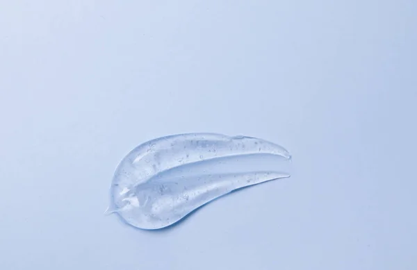 厚透明凝胶 化妆品 肥皂质地 防腐剂 蓝色顶视图透明质体 — 图库照片