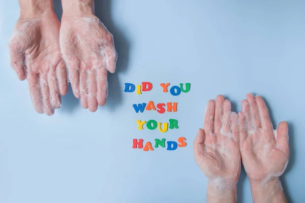Colored Text Did You Wash Your Hands Next Your Hands — Stock Fotó
