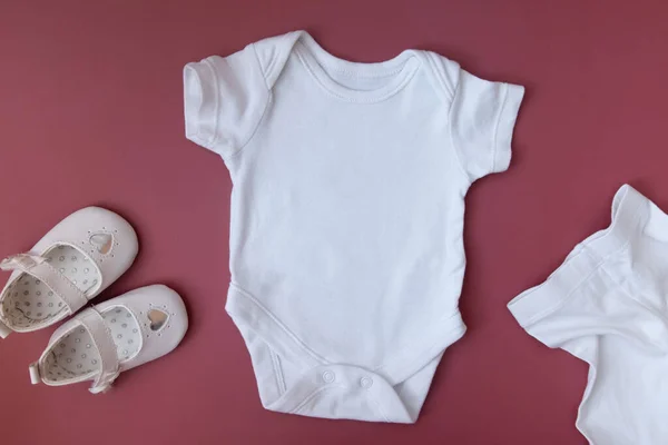 Vit Modell Babykläder För Text Bild Logotyp Blank Baby Bodysuit — Stockfoto