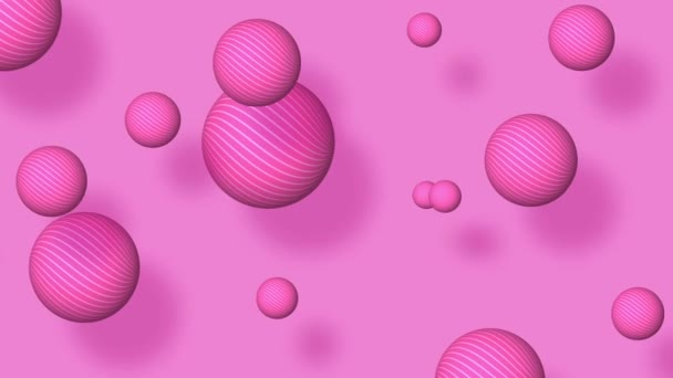 Fondo Rosa Abstracto Con Esferas Flotantes Animación Creativa Para Splash — Vídeo de stock