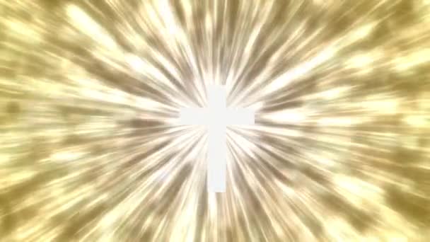 Christliches Kreuz Mit Intensivem Schein Animation Des Himmlischen Lichts Von — Stockvideo