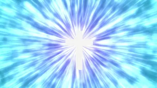 クリスチャンは激しい輝きで十字架を負います イエス キリストの十字架刑からの天の光のアニメーション — ストック動画