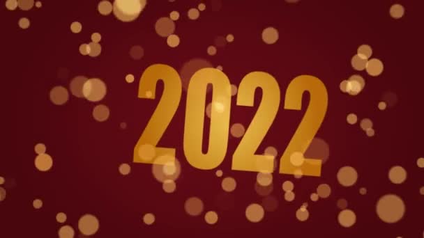 Ano Novo 2022 Números Voando Junto Com Partículas Douradas Transparentes — Vídeo de Stock