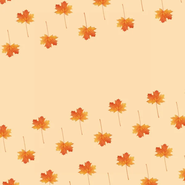 Шаблон Осенний Кленовый Лист Оранжево Красный Оранжевом Фоне — стоковое фото