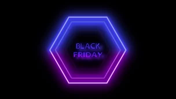 Black Friday Text Neon-Effekt - blinkende Animation, Banner 4k — Stockvideo
