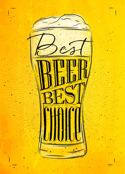 Póster mejor cerveza amarillo — Archivo Imágenes Vectoriales