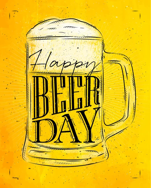 Affiche journée bière jaune — Image vectorielle