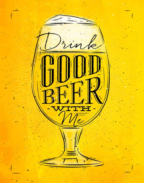 Affiche bonne bière jaune — Image vectorielle