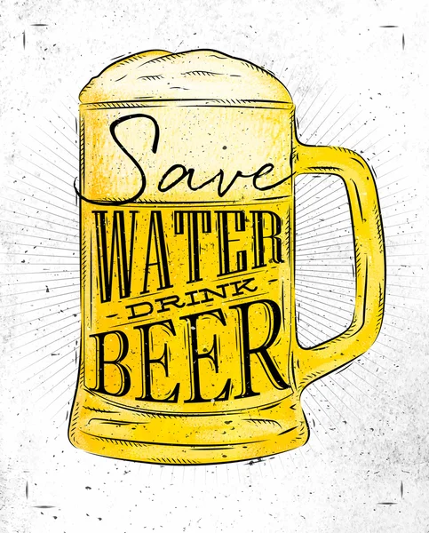 Póster beber cerveza — Vector de stock