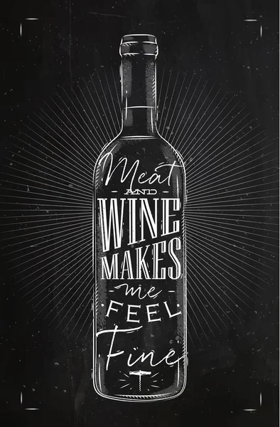 Affiche viande et craie de vin — Image vectorielle