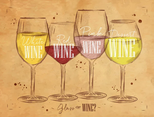 Poster types of wine kraft Vector Graphics