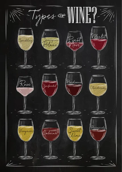 葡萄酒的海报粉笔 — 图库矢量图片