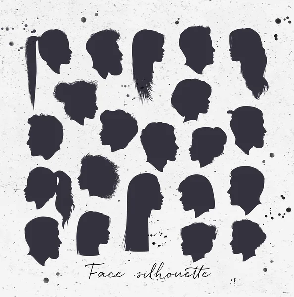 Silhouettes visage blanc — Image vectorielle