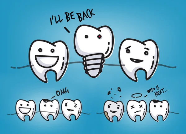 Dents cool bleu dessins animés — Image vectorielle