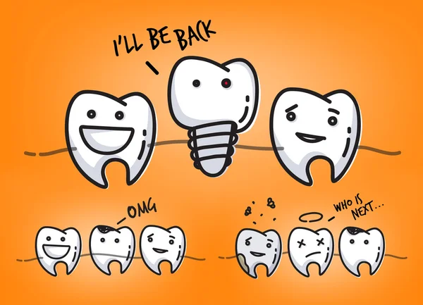 Dents juteuses dessins animés orange — Image vectorielle