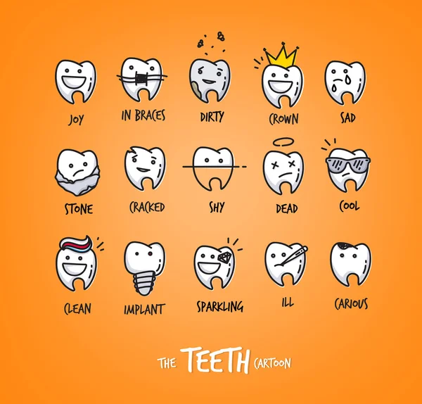 Personagens dos dentes laranja —  Vetores de Stock